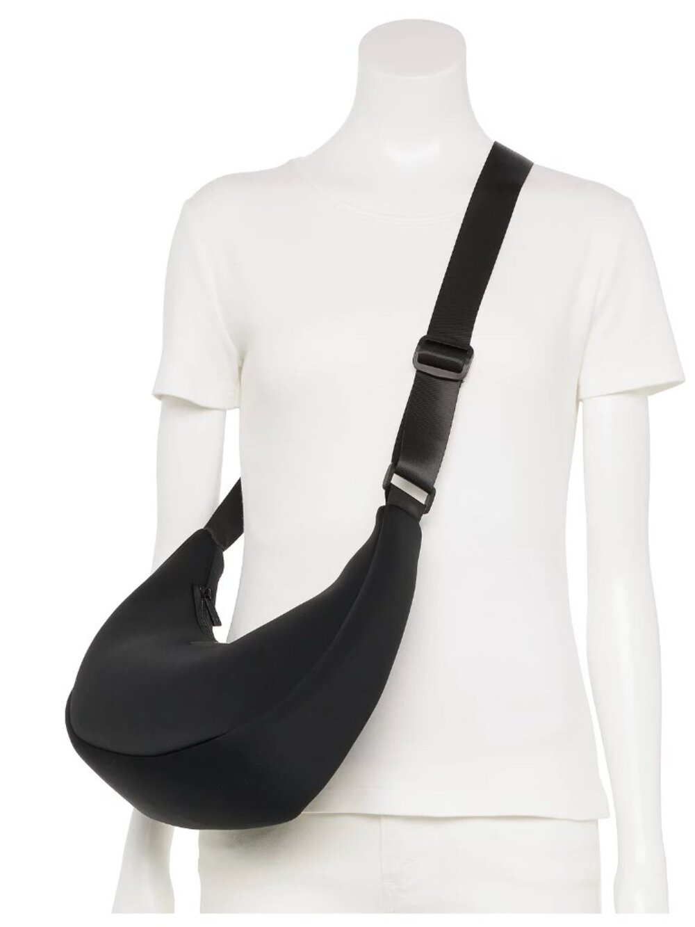 NWOT Black My TagAlongs The Crescent Neoprene Cross-Body or Shoulder Bag